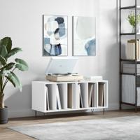 Platenkast 100x38x48 cm bewerkt hout wit - thumbnail