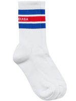 Balenciaga chaussettes rayées à logo imprimé - Blanc - thumbnail