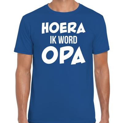 Cadeau T-shirt Opa - Hoera ik word OPA - blauw - cadeau grootvader
