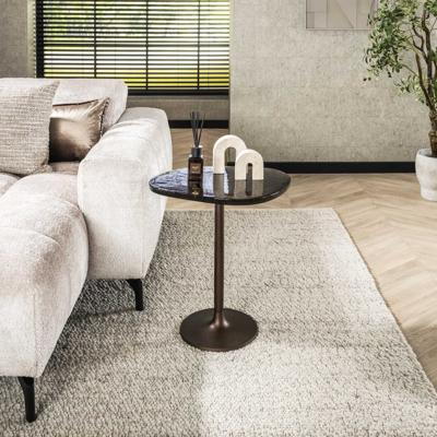 LifestyleFurn Organische Bijzettafel 'Cassidi' Glas, 50 x 42cm, kleur Koper Antiek