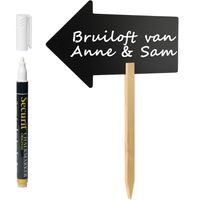 Bruiloft/ feest wegwijzer bord/pijl incl. witte krijtstift - H54 cm