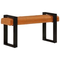 Bankje 110 cm echt geitenleer zwart en bruin