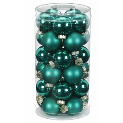 Kerstballen - klein formaat - 30x st - groen - D4 cm - glas - glans en mat