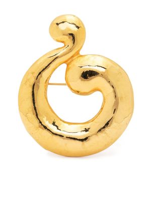 Saint Laurent Pre-Owned broche circulaire à fini poli (années 1990) - Or
