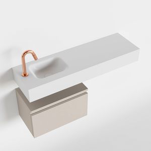Toiletmeubel Mondiaz Andor | 100 cm | Meubelkleur Linen | Lex vrijhangend wastafel Talc Links | 1 kraangat