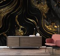 Zwart en goud marmer Fotobehang woonkamer