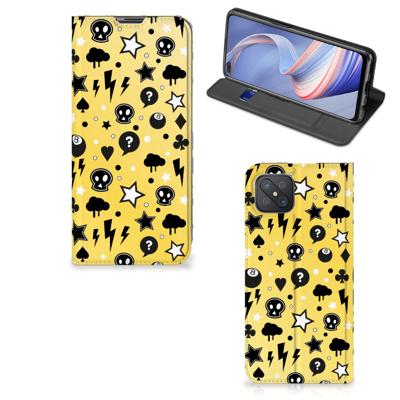 Mobiel BookCase OPPO Reno4 Z 5G Punk Geel Mobiel BookCase OPPO Reno4 Z 5G Punk Geel