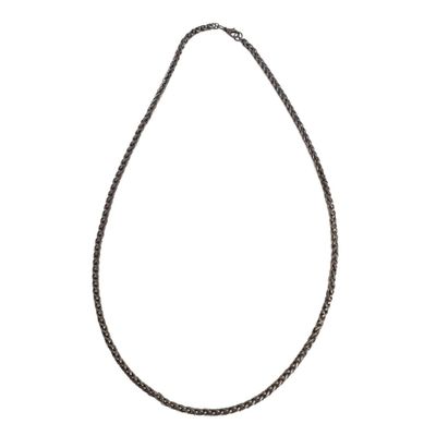 Robuuste Stalen Halsketting met Karabijnslotje Donkerkleurig (60 cm /