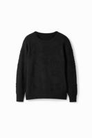 Loose fit trui met badstof-effect - BLACK - XL - thumbnail