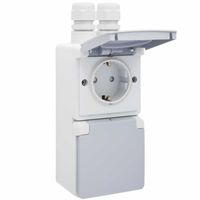 Niko Hydro stopcontact 2-voudig met randaarde verticaal waterdicht mat grijs dubbele wartel