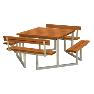 Picknicktafel Vierkant Twist Teak 2 Rugleuningen