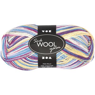 Creativ Company Sokkengaren, l: 200 m, paars/roze harmonie, 50 gr/ 1 bol