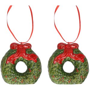 2x Kersthangers kerstkransen 8 cm kerstboomversiering - Kersthangers