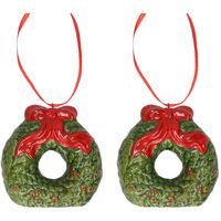 2x Kersthangers kerstkransen 8 cm kerstboomversiering - Kersthangers