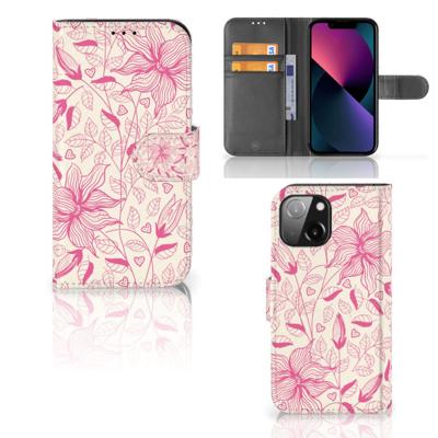 iPhone 13 Mini Hoesje Pink Flowers | Portemonnee hoesje