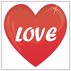 10 liefdes stickers met hart / love 10,5 cm