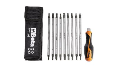 Beta Assortment of 9 reversible screwdrivers and 1 accessory in case 1281BG/A9 - 012810520