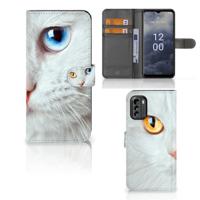 Nokia G60 | Telefoonhoesje | Met pasjeshouder | Witte Kat