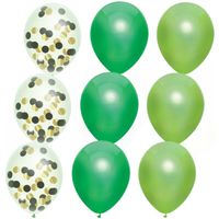 Feestversiering groen-kleuren-mix thema ballonnen 12x stuks 30 cm - thumbnail