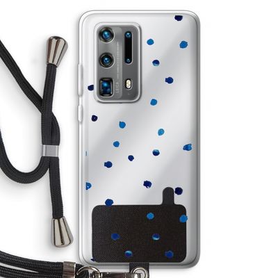 Blauwe stippen: Huawei P40 Pro Plus Transparant Hoesje met koord