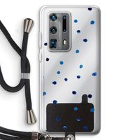 Blauwe stippen: Huawei P40 Pro Plus Transparant Hoesje met koord
