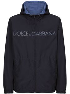 Dolce & Gabbana parka réversible à logo imprimé - Bleu