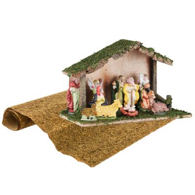 Complete kerststal - inclusief beelden en ondergrond - 31 x 13 x 19 cm Complete kerststal - inclusief beelden en ondergrond - 31 x 13 x 19 cm