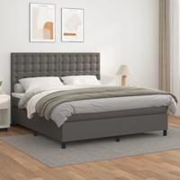 Boxspring met matras kunstleer grijs 180x200 cm