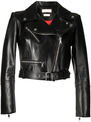 Alexander McQueen veste crop en cuir - Noir