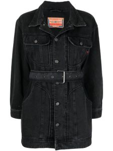 Diesel veste De-Flaminia ceinturée en jean - Noir