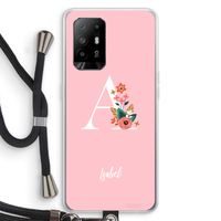 Pink Bouquet: Oppo A94 5G Transparant Hoesje met koord Pink Bouquet: Oppo A94 5G Transparant Hoesje met koord
