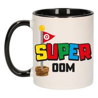 Cadeau koffie/thee mok voor oom - zwart - super oom - keramiek - 300 ml