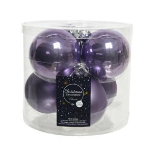 Kerstballen - 6x st - lila paars - 8 cm - glas - kerstversiering