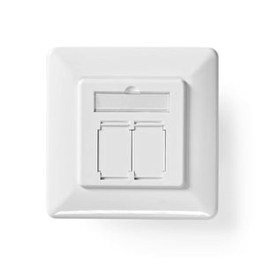 Netwerk Wanddoos | Inbouw | 2 x RJ45 Female | CAT6 | Recht | Goud Verguld | PVC | Wit | Doos