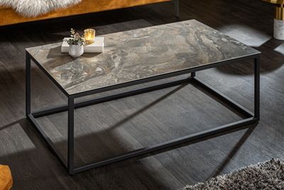 Design salontafel SYMBIOSE 100cm marmer taupe keramiek gemaakt in Italie - 6540672