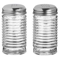 Urban Living Peper en zout stel - ribbel glas - 90 cl - setje van 2x stuks   - - thumbnail