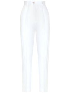 Dolce & Gabbana pantalon en gabardine à taille haute - Blanc