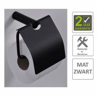 AQS Toiletrolhouder Mia Met Klep Mat Zwart Boss & Wessing