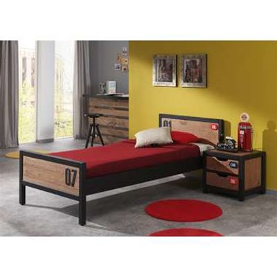 Vipack bed Alex (incl. nachtkastje) - bruin/zwart - Leen Bakker