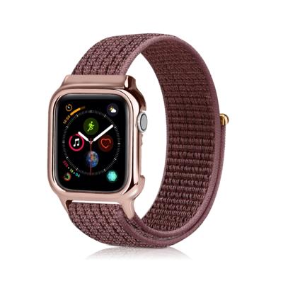 Eenvoudige mode nylon horloge band met frame voor Apple horloge serie 4 40mm (bruin)