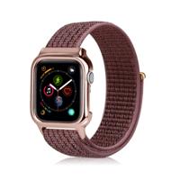 Eenvoudige mode nylon horloge band met frame voor Apple horloge serie 4 40mm (bruin)