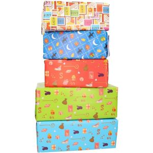 100x XL Inpakpapier/cadeaupapier Sinterklaas print gekleurd 2,5 x 0,7 meter 70 gram luxe kwaliteit   -