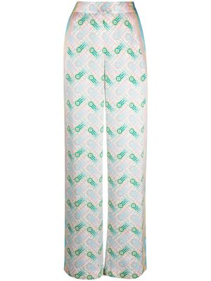 Casablanca pantalon droit à imprimé graphique - Bleu