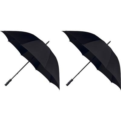 Falcone Golf stormparaplu windproof - 2x - zwart - lang - 130 cm