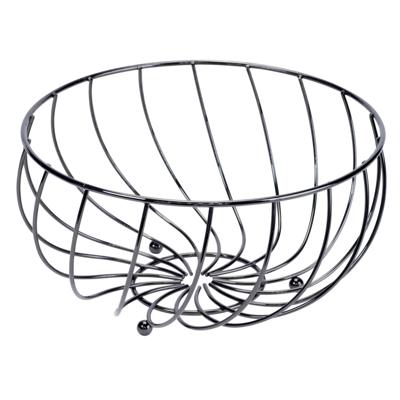 Fruitschaal - zwart - metaal - 28 x 14 cm - rond - fruitmand