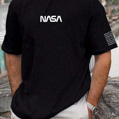 Bon&Bon Homme Men's Plus Size Navy Blue Slogan Print Casual T-Shirt Black / 1XL