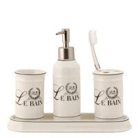 Clayre & Eef Badkamerset Set van 4 Beige Keramiek Le bain Badkamer