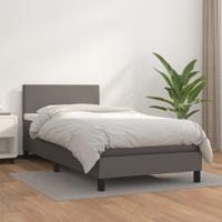 Boxspring met matras kunstleer grijs 90x200 cm