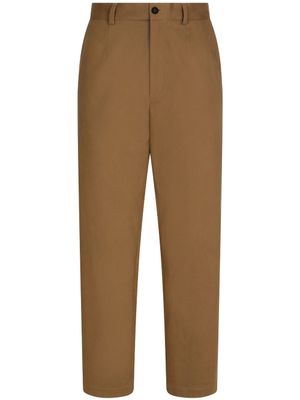 Dolce & Gabbana pantalon en coton à coupe droite - Marron