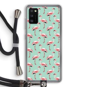 Flamingoprint groen: Samsung Galaxy A41 Transparant Hoesje met koord